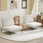 Didelis minkštas fotelis su plačia ir gilia sėdyne iki 250 kg (Smėlio spalvos) – Paveikslėlis 4