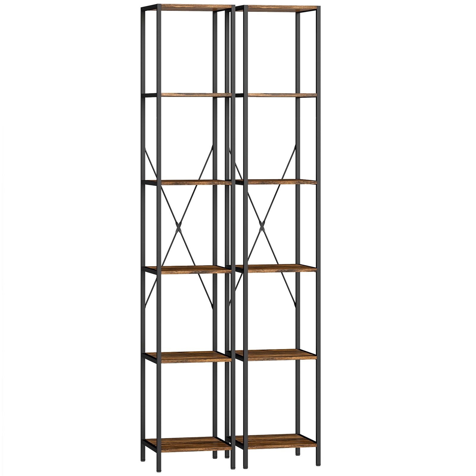 Dviejų dalių 6 pakopų knygų lentyna su plieniniu rėmu