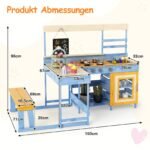 Eglės medienos lauko virtuvėlė su pikniko stalu ir suoliuku vaikams (Mėlyna) – Paveikslėlis 2