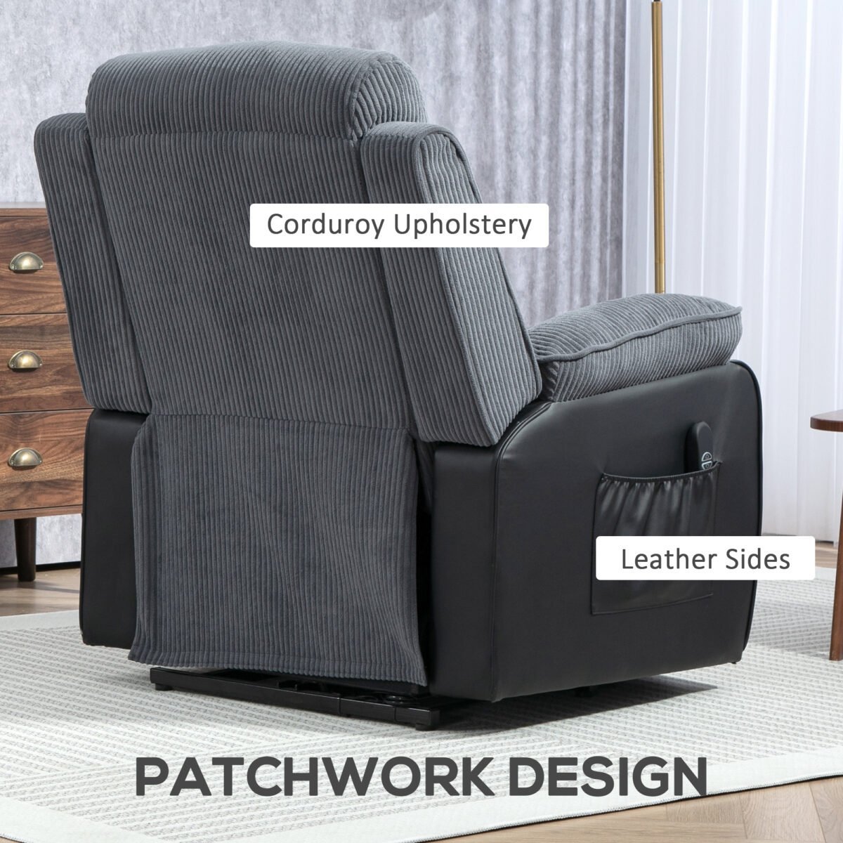 Elektrinis atlošiamas krėslas su atsistojimo funkcija ir minkštu kordiniu apmušalu – Paveikslėlis 8