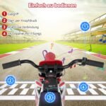 Elektrinis vaikiškas motociklas su nuimamais atraminiais ratukais ir pakaba (Raudona)