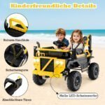 Elektrinis vaikų ekskavatorius-minikrautuvas su 4 varomaisiais ratais ir nuotoliniu valdymu tėvams (Geltona) – Paveikslėlis 4