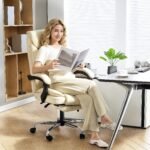 Ergonomiška dirbtinės odos biuro kėdė su pakoja ir atlošimu – Paveikslėlis 8