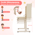 Ergonomiškas vaikiškas aukščio reguliavimo rašomasis stalas su kėde (Natūrali) – Paveikslėlis 5