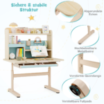 Ergonomiškas vaikiškas rašomasis stalas su kėde ir reguliuojamu stalviršiu (Mėlyna)