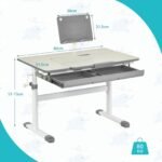 Ergonomiškas vaikiškas rašomasis stalas su reguliuojamu aukščiu ir pakreipiamu stalviršiu (Pilka) – Paveikslėlis 2
