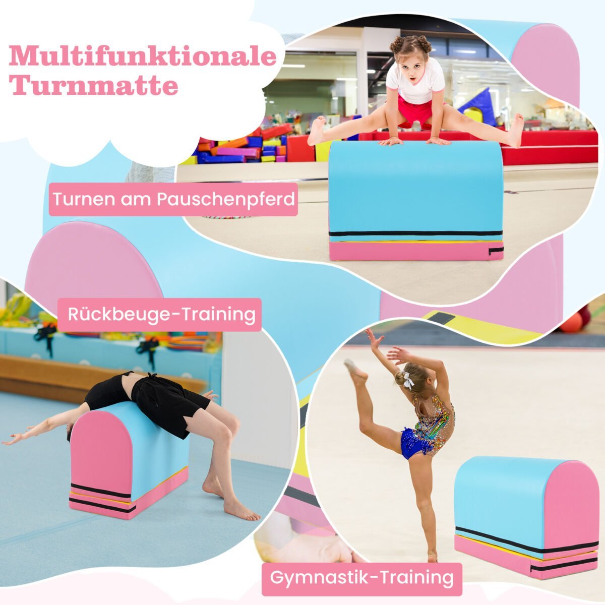 Gimnastikos atraminė dėžė vaikams su nuimamu kilimėliu (Įvairiaspalvė) – Paveikslėlis 3