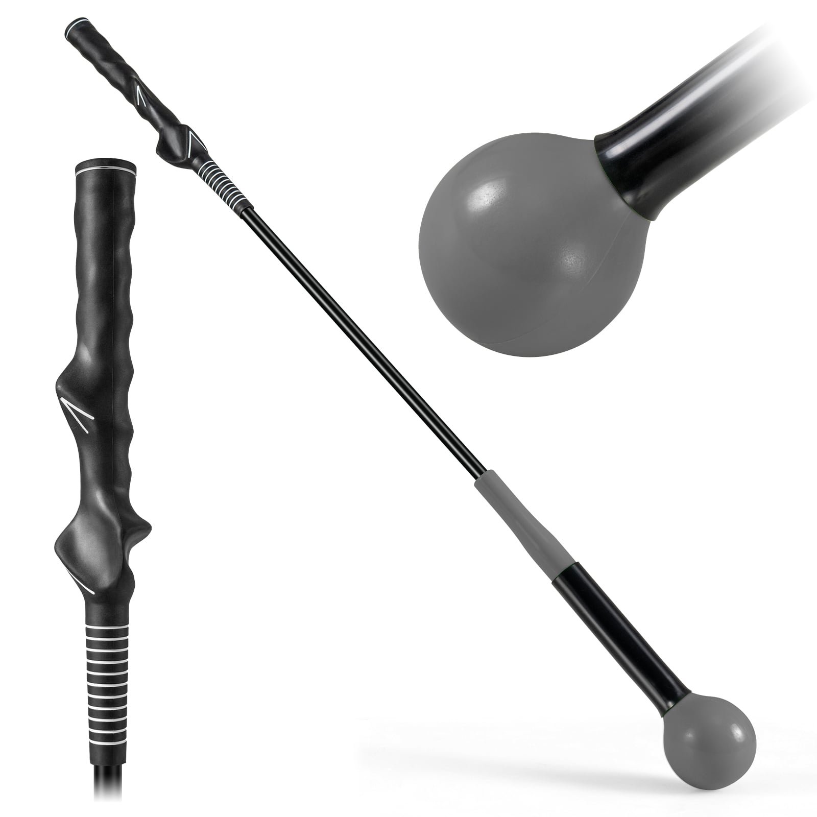 Golfo sūpimo treniruoklis su pasverta galvute ir ergonomiška rankena (Pilka)