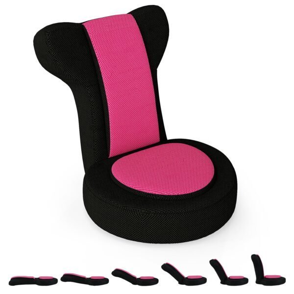 Grindų krėslas su reguliuojama galvos ir nugaros atrama (Rožinė)