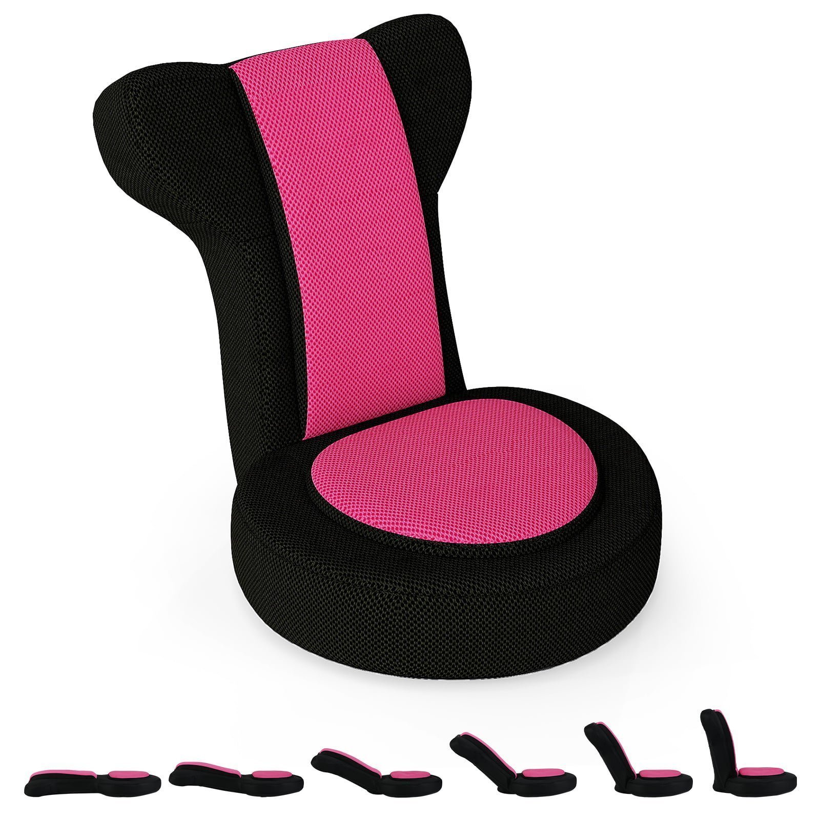 Grindų krėslas su reguliuojama galvos ir nugaros atrama (Rožinė)