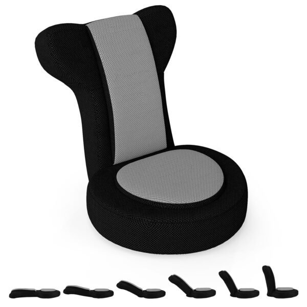 Minkštas grindų krėslas su reguliuojama nugaros ir galvos atrama (Pilka)