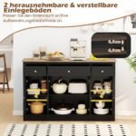 Indauja-bufetas su 3 stalčiais ir 2 stiklinėmis durelėmis (Juoda) – Paveikslėlis 4