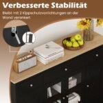 Indauja-bufetas su 3 stalčiais ir 2 stiklinėmis durelėmis (Juoda) – Paveikslėlis 5