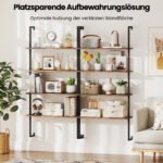 Industrinio stiliaus 4 aukštų sieninė lentyna su metaliniu rėmu (Ruda) – Paveikslėlis 4