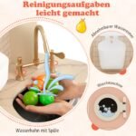 Interaktyvi medinė žaislinė virtuvėlė su šviesos ir garso efektais (Rožinė)