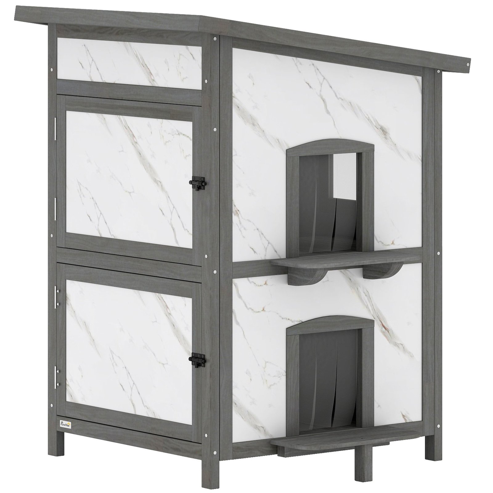 Izoliuotas dviaukštis lauko kačių namelis