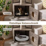 Kačių draskyklė su integruota tualeto spintele ir nameliu (Ruda) – Paveikslėlis 4