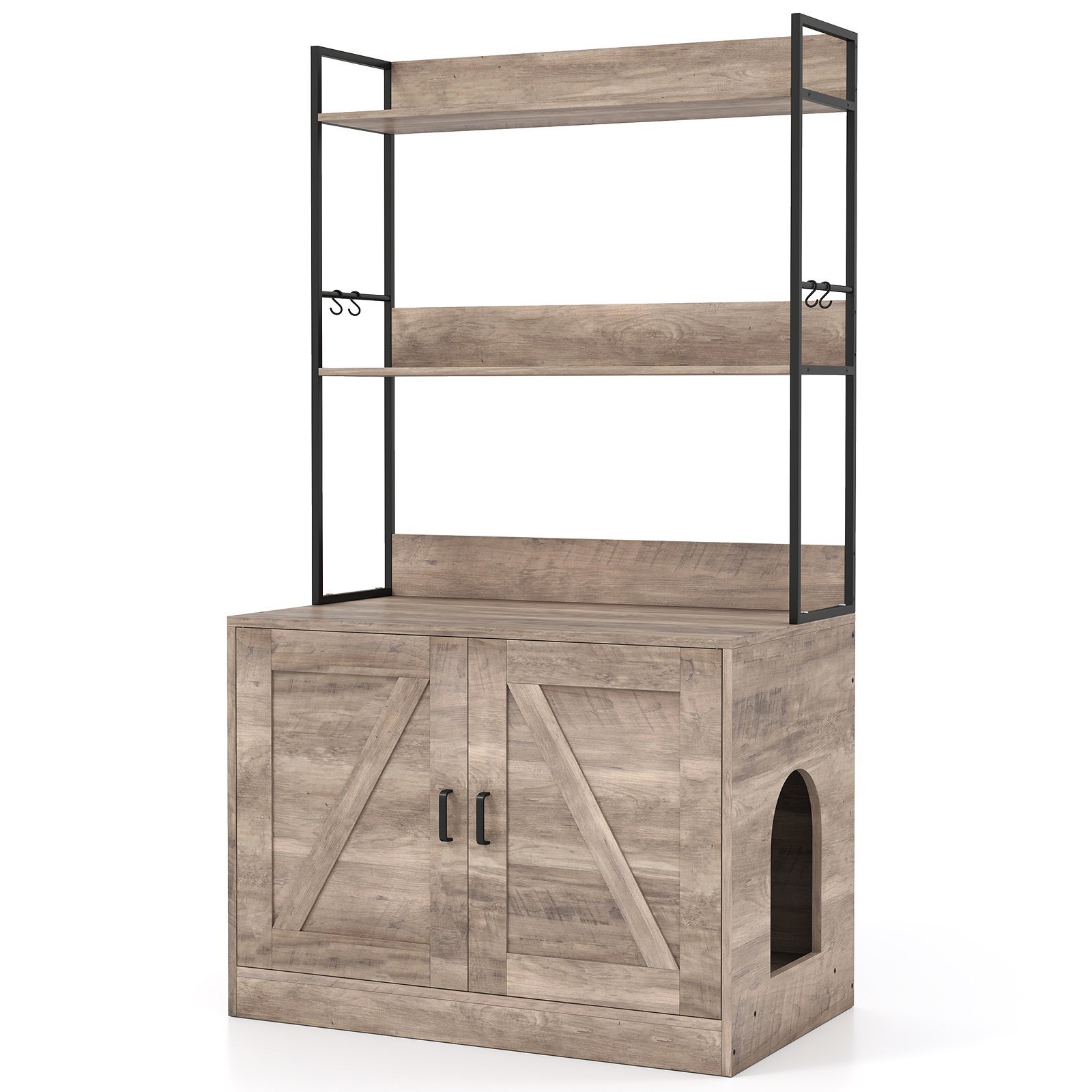 Kačių tualeto spintelė su knygų lentyna (Pilka)