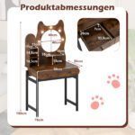 Katės formos makiažo staliukas su reguliuojamu LED apšvietimu ir stalčiais (Ruda) – Paveikslėlis 2