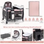 Kelioninė lovelė-maniežas kūdikiui su vystymo stalu ir lopšiu (Rožinė)