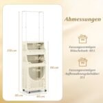 Keturių aukštų sulankstomas skalbinių vežimėlis su drabužių kabykla (Smėlio spalva) – Paveikslėlis 2