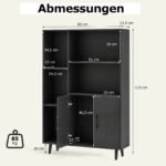 Knygų lentyna su atviromis lentynomis ir uždaroma spintele (Juoda) – Paveikslėlis 2