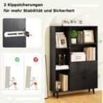 Knygų lentyna su atviromis lentynomis ir uždaroma spintele (Juoda) – Paveikslėlis 4