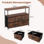 Komoda su 2 atviromis lentynomis ir 5 medžiaginiais stalčiais (Rustikinė ruda) – Paveikslėlis 2