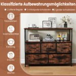 Komoda su 2 atviromis lentynomis ir 5 medžiaginiais stalčiais (Rustikinė ruda) – Paveikslėlis 4