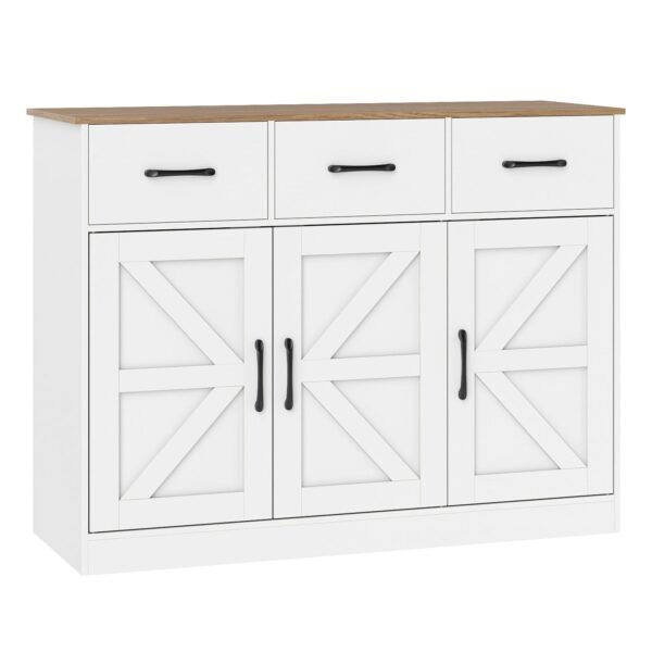 Komoda su stalčiais ir reguliuojamomis lentynomis (Balta)