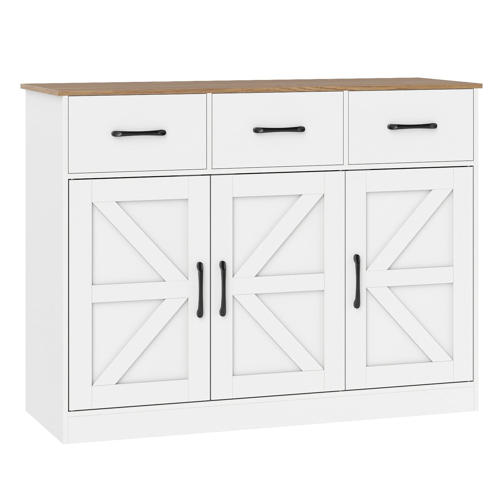 Komoda su stalčiais ir reguliuojamomis lentynomis (Balta)