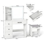 Kosmetinis staliukas su LED stumdomu veidrodžiu ir įkrovimo stotele (Balta)