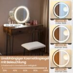 Kosmetinis staliukas su veidrodžiu apšvietimu ir įkrovimo stotele (Kaimiška ruda) – Paveikslėlis 3