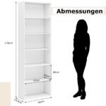 Laisvai pastatoma 6 lentynų knygų lentyna su apsauga nuo apvirtimo (Balta) – Paveikslėlis 2