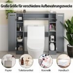 Laisvai pastatoma WC spintelė virš tualeto su reguliuojamomis lentynomis (Pilka)
