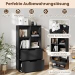 Laisvai pastatoma knygų lentyna su 4 kubeliais ir 2 stalčiais (Juoda) – Paveikslėlis 5