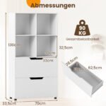 Laisvai pastatoma lentyna su 4 kubiniais skyriais ir 2 stalčiais (Balta) – Paveikslėlis 2