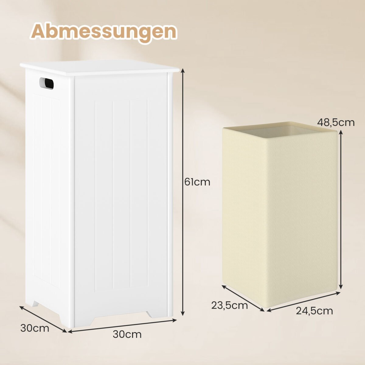 Laisvai pastatoma skalbinių dėžė su dangčiu (Balta) – Paveikslėlis 2