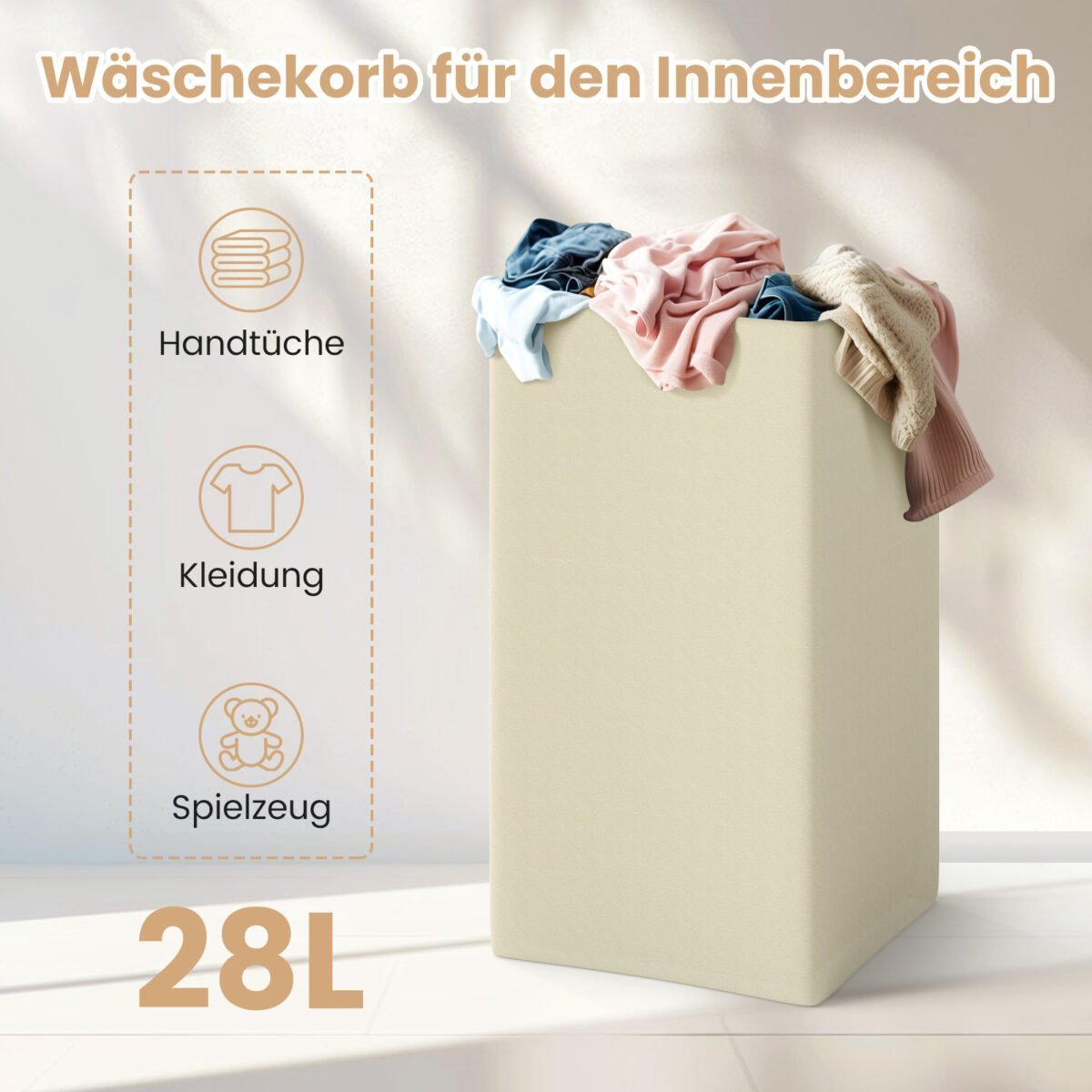 Laisvai pastatoma skalbinių dėžė su dangčiu (Balta) – Paveikslėlis 3