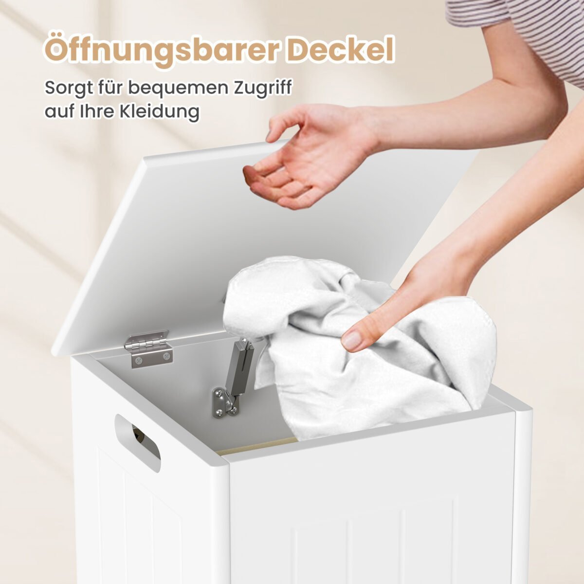 Laisvai pastatoma skalbinių dėžė su dangčiu (Balta) – Paveikslėlis 4