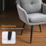 Lininės išvaizdos akcentinis krėslas su metalinėmis kojomis – Paveikslėlis 5