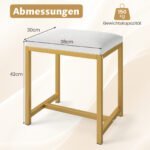 Makiažo kėdutė su minkšta sėdimąja dalimi ir tvirtu metaliniu rėmu (Balta) – Paveikslėlis 2