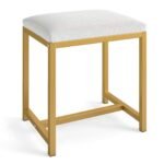 Makiažo kėdutė su minkšta sėdimąja dalimi ir tvirtu metaliniu rėmu (Balta)