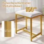 Makiažo kėdutė su minkšta sėdimąja dalimi ir tvirtu metaliniu rėmu (Balta) – Paveikslėlis 4