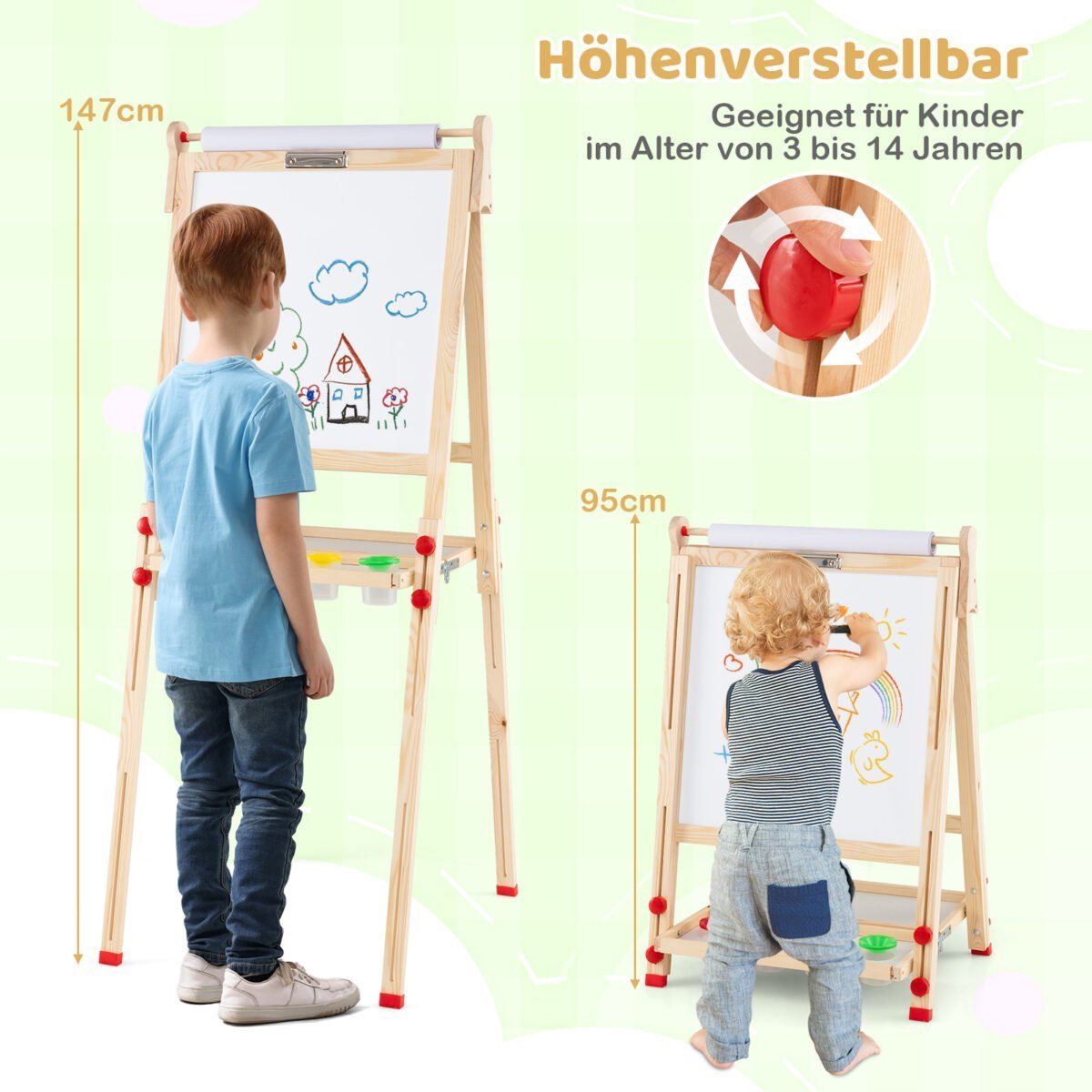 Medinė dvipusė sulankstoma vaikų molberto lenta (Natūrali) – Paveikslėlis 5
