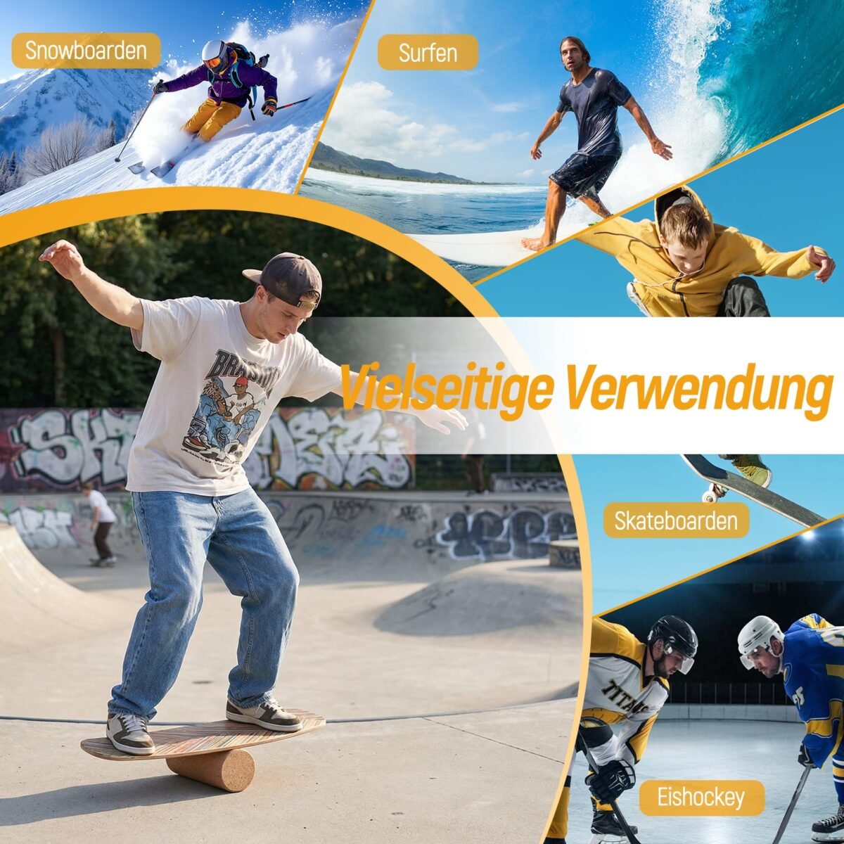 Medinė balansinė lenta su stabilizuotu kamštiniu voleliu (Įvairiaspalvė) – Paveikslėlis 3