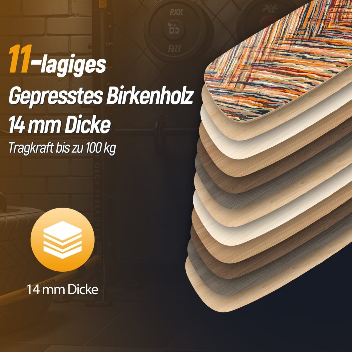 Medinė balansinė lenta su stabilizuotu kamštiniu voleliu (Įvairiaspalvė) – Paveikslėlis 4