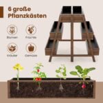 Medinė daugiaaukštė pakelta lysvė su 6 sodinimo dėžėmis (Natūrali) – Paveikslėlis 4