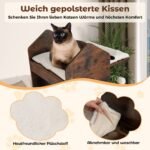 Medinė kačių draskyklė 120 cm su sizalio stulpais ir keliomis platformomis (Rūdiškai ruda) – Paveikslėlis 4