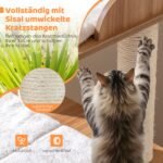Medinė kačių draskyklė su dviejų aukštų guoliu ir stebėjimo platformomis (Natūrali)